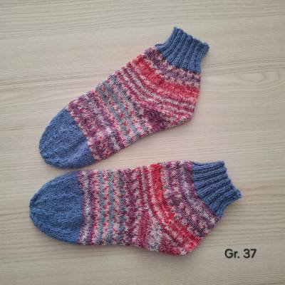 Sneakersocken Wollsocken Größe 37 – 75% Schurwolle, 25% Polyamid - Stricksocken handgestrickt