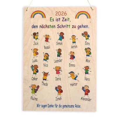 Personalisiertes Holzschild zum Kita-Abschied – Geschenk mit Namen für Erzieherinnen & Kinder