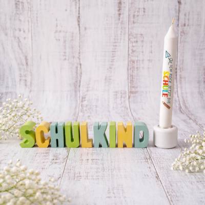 Schulkind Schriftzug – Personalisierbare Einschulungsdeko | Tischdeko Einschulung | 3 Farben wählbar