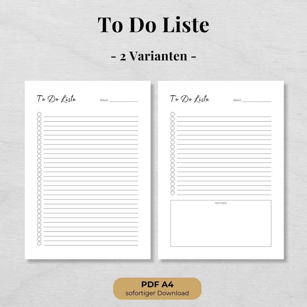 To Do Liste zum Ausdrucken  Minimalistischer Tagesplaner PDF mit 2  Varianten