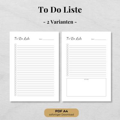 To Do Liste zum Ausdrucken – Minimalistischer Tagesplaner PDF mit 2 Varianten