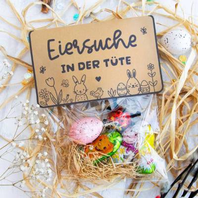 Druckvorlage Tütenklappe, Kleinigkeit Ostern, Ostermitbringsel, Geschenkidee Ostern, Eiersuche in der Tüte