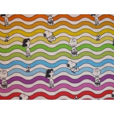 0,70m RESTSTÜCK Baumwollstoff Snoopy Regenbogen Lizenzstoff Webware 100% Baumwolle