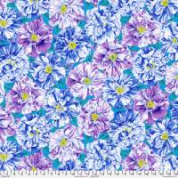 Meterware Patchworkstoff mit Blumen PWP J061.BLUE von Philip Jakobs aus Baumwolle zum Nähen, Patchwork, Quilten