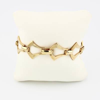 außergewöhnliches Vintage Armband Grobe Glieder in Messing vergoldet mit Kastenschloss und 17,5cm lang