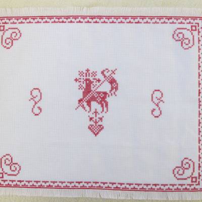 Weihkorbdecke, Osterdecke religiöses Motiv, Kreuzstich Handarbeit, Osterdeko