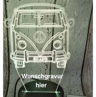 Acrylglas Bulli Oldtimer Bus Aufsteller mit Wunschgravur – Personalisiertes Geschenk für Oldtimerfans