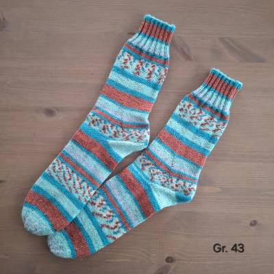 Wollsocken Größe 43 – 75% Schurwolle, 25% Polyamid - Stricksocken handgestrickt