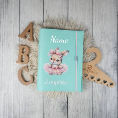 Zeugnismappe Ballerina Hase Mint *personalisiert