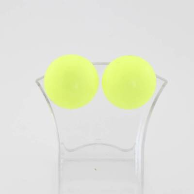 Schrille Neon Gelbe Ohrclips rund aus Acryl aus der Hippie Zeit - leichte Ohrringe zum Klipsen im leuchtenden Gelb