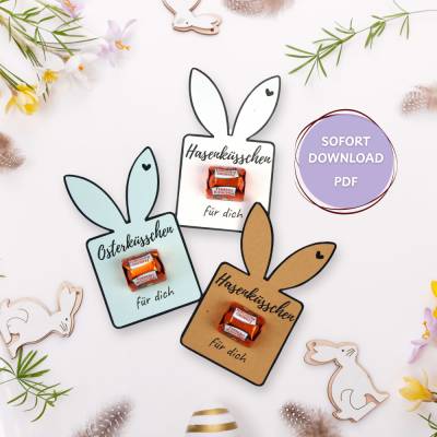 Ostern DIY Gastgeschenk: Kärtchen Vorlage für Schokolade zum Ausdrucken