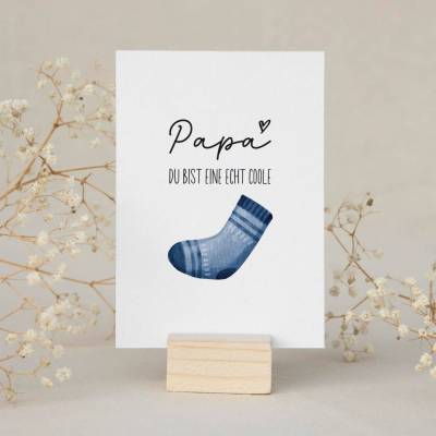 Postkarte *Papa, du bist eine echt coole Socke* / Geschenkkarte für Vatertag und Geburtstag, optional mit Umschlag