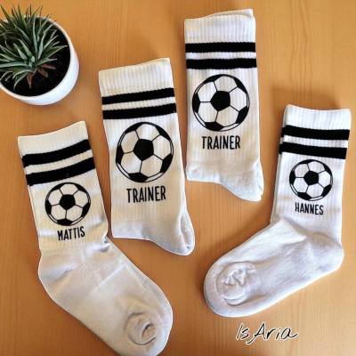 Fussball Socken - personalisiert mit deinem Wunschnamen/Kinder/Tennissocken/Männer-Geschenk/Geschenkidee Trainer