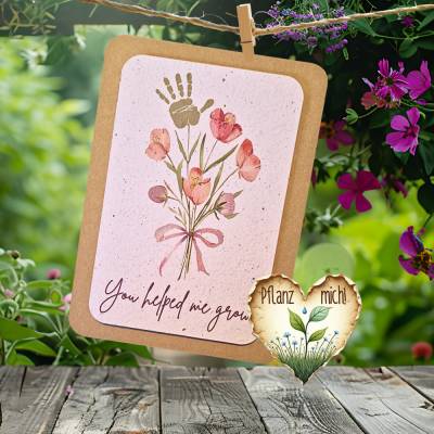 Einpflanzbare Dankeskarte aus Samenpapier Lehrer | Abschied Lehrerin | nachhaltige Grußkarte mit Wildblumen