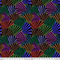 Patchworkstoff von Kaffe Fassett PWGP211.DARK von Free Spirit Meterware mit bunten Fächern zum Nähen und Quilten