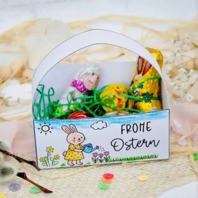 Osternest Druckvorlage, Ostern Bastelvorlage für Kinder, Osterkorb zum Basteln & Ausdrucken – Ostern DIY