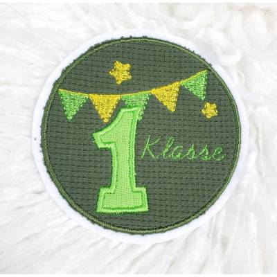 Applikation/ Aufnäher Schulkind - erste Klasse - Schultüte/ Button/ Patch/ Bügelbild Einschulung Jungen
