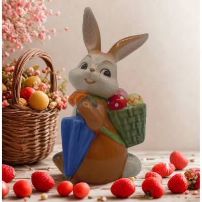 Goebel Osterhase 11 cm – Bunte Osterdeko aus Keramik, handbemalt, Osterlieferant