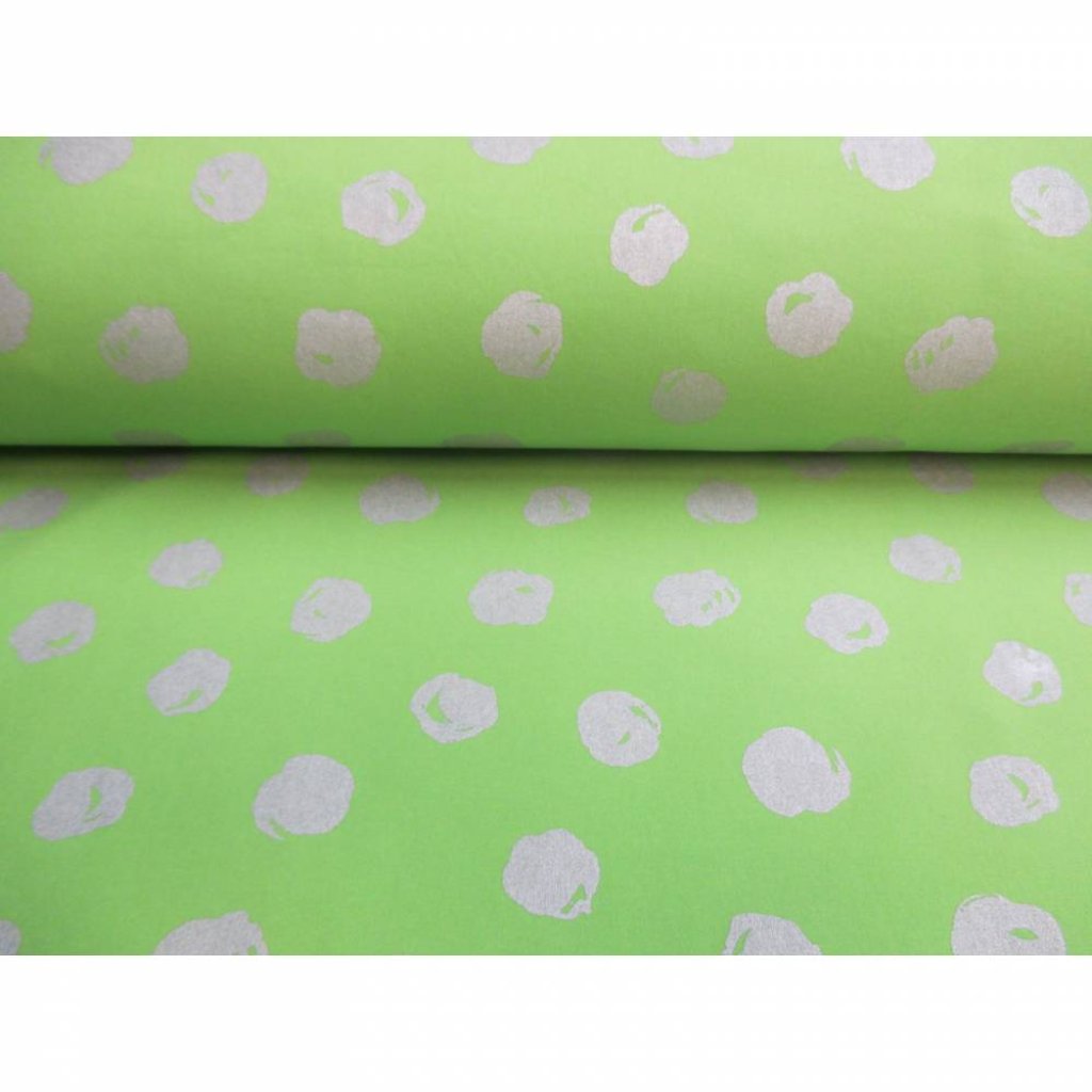 Reststück: 0,8m x 1,45 m Softshell Magic Reflection Punkte Dots grün Bild 1