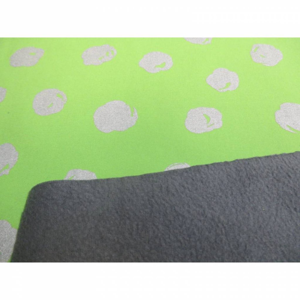 Reststück: 0,8m x 1,45 m Softshell Magic Reflection Punkte Dots grün Bild 2