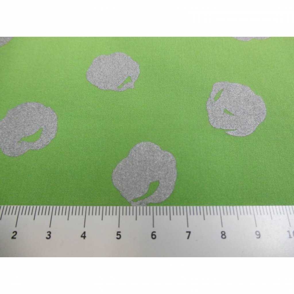 Reststück: 0,8m x 1,45 m Softshell Magic Reflection Punkte Dots grün Bild 3