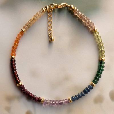 Buntes Edelstein Armband mit vergoldetemSilber