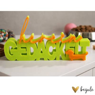 Schriftzug Hereingedackelt- 3D Druck, klein