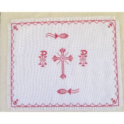Weihkorbdecke, Osterdecke religiöses Motiv, Kreuzstich Handarbeit, Osterdeko