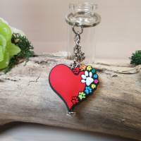 Herz Schlüsselanhänger aus Silikon – Personalisierbares Geschenk mit Pfote & Blumen