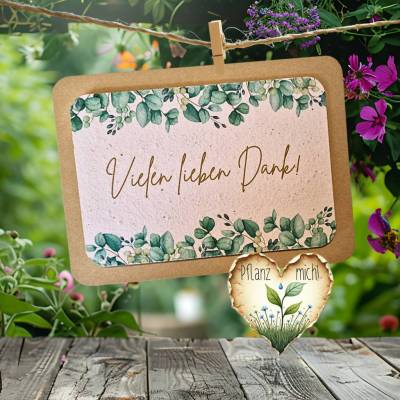 Einpflanzbare Dankeskarte aus Samenpapier | Karte Danke sagen | nachhaltige Grußkarte mit Wildblumen