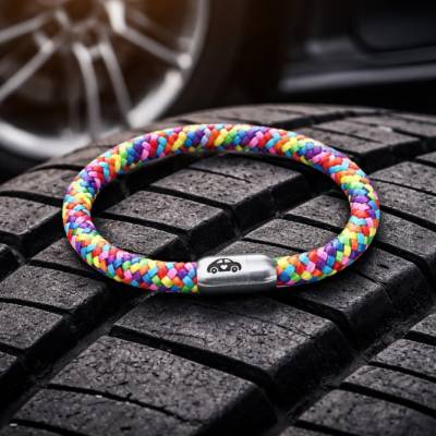 „Mobil sein“  Segelseilarmband mit Edelstahlverschluß inkl. Gravur
