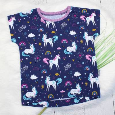 Einhorn Mädchen Sommershirt, Mädchenshirt, Einhörner, Jerseyshirt, Regenbogen, Gr. 104, 110, 116, 122