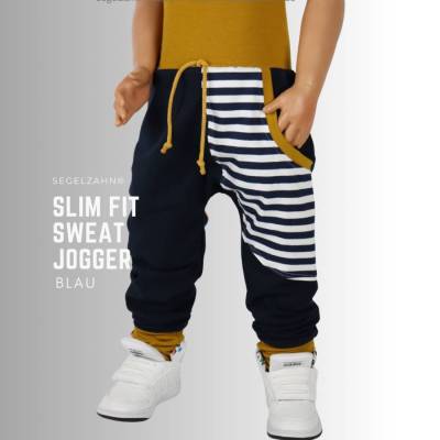Sweat Hose Kinder Slim Fit Jogger Blau Unisex Kinderhose Jungen Mädchen Sweathose gestreift Kinderkleidung Segelzahn 