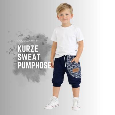 Kurze Hose Kinder Blau, maritime Sweat Pumphose gestreift Anker, Sommerhose Junge Mädchen Kleidung Segelzahn Sommer 