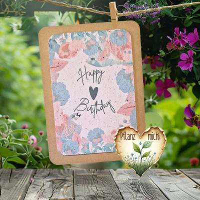 Einpflanzbare Geburtstagskarte aus Samenpapier | nachhaltige Geburtstagsgeschenke | Grußkarte für Frauen und Freundinnen