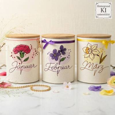 Stickdateien Jahresblumen inkl. ITH ab 10x10 Rahmen – 60 Motive als Set