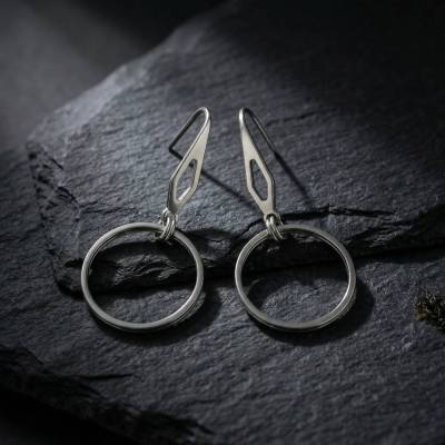 Geometrische Ohrringe Edelstahl Kreis – Raute Ohrhaken mit großem Ring Anhänger, minimalistischer Damenschmuck