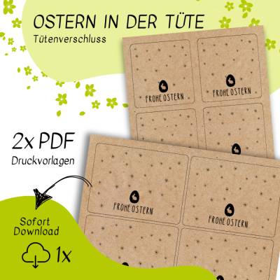 Ostern Tütenverschluss Druckvorlage – DIY Geschenkidee, Frohe Ostern Osterei, PDF Download