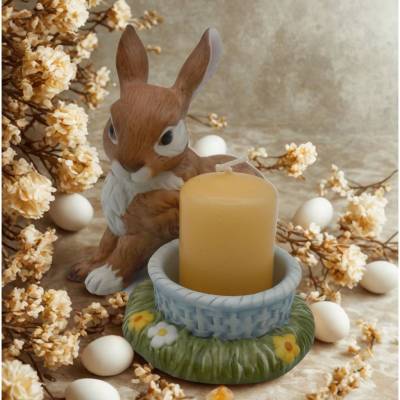 Goebel Hase Kerzenleuchter – Limitierte Osterdeko, 10 cm, handbemalt