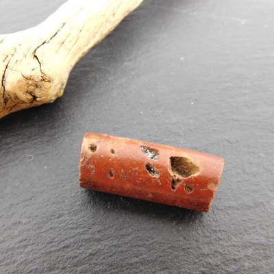 Alte Bauxit Perle aus Ghana – Authentische Tubenperle mit Alters- und Gebrauchsspuren, 32x13x11 mm #4