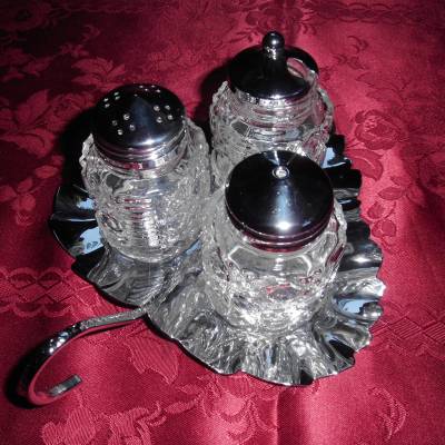 3-er Menage auf Weinblatt Vintage vermutlich aus den 1960er oder 1970 Jahren