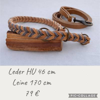 Fettleder Zugstop Halsband & Leine