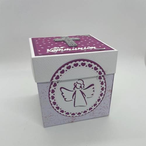 Personalisierte Explosionsbox zur Kommunion, Konfirmation, Taufe oder Geburt – Interaktives Geschenk mit Bibel-Schachtel