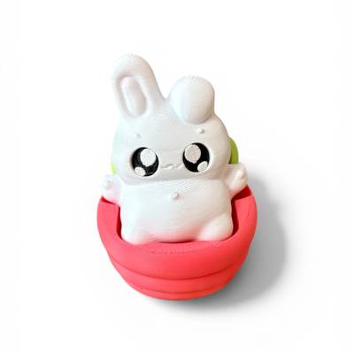 3D gedruckter Clicker Hase Zaubermoos – Kawaii Fidget Dekofigur in MaLiMa Farben, beweglich & entspannend