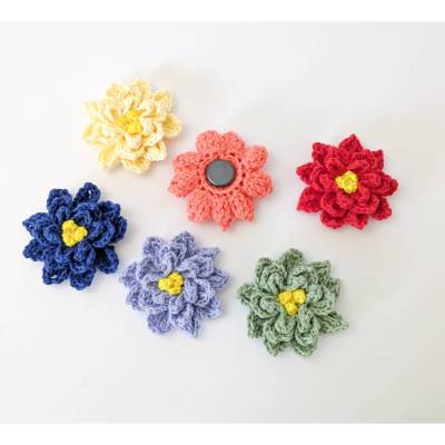 Blumen Magneten gehäkelt 6er Set | Kühlschrankmagnete bunt | Deko für Kühlschrank | Freunde Geschenkidee Mama