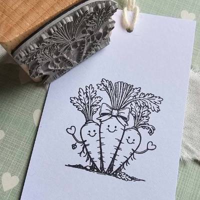 Holzstempel - 3 Lustige Möhren - Frühlingsmotiv ab 2x2 cm für Karten & DIY - 1515