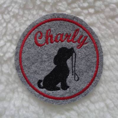 Applikation Hund Button, Patch, für Hundeliebhaber mit Namen