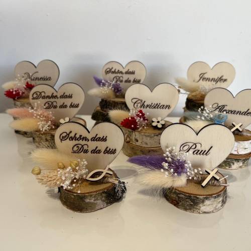 Personalisierte Namensschilder Platzkarten Tischkarten Mitbringsel Gastgeschenk Hochzeit Geburtstag Taufe Konfermation K