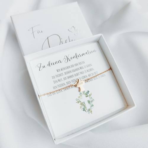Konfirmationsgeschenk personalisiert, Geschenk zur Konfirmation Mädchen Jungen, Engel Armband mit Gravur Edelstahl