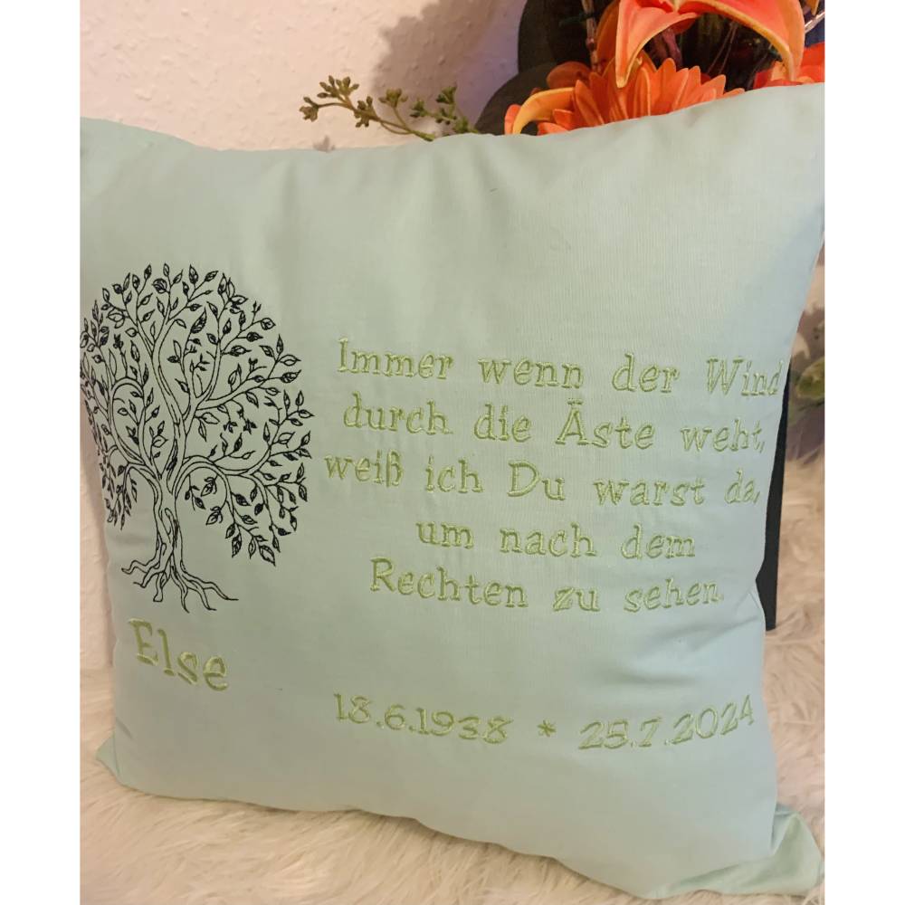 Stickdatei Lebensbaum Trauer Set – Lichtbeutel, Karte & Kissenmotiv für Stickmaschine / Sternenkind Bild 2